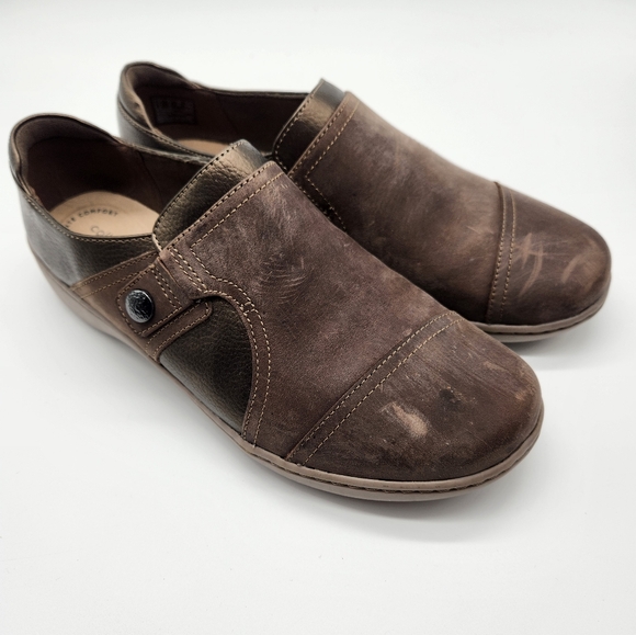 Clarks Leather Cora Poppy Slip On Shoe 8 Wide - Picture 2 of 8